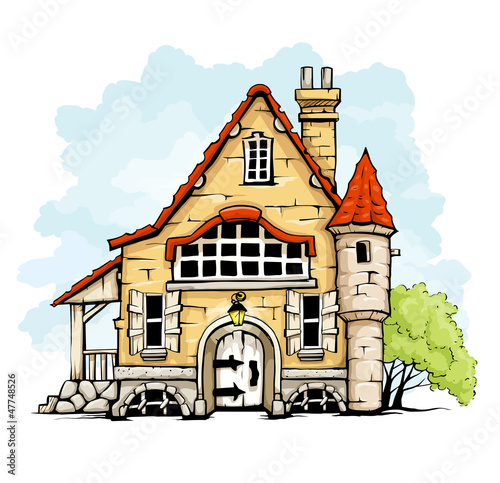Vector: fairytale old house in retro style vector illustration fairytale old house in retro style vector illustration