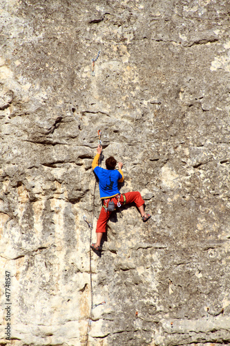 Photo: Climber on the route. Climber on the route.