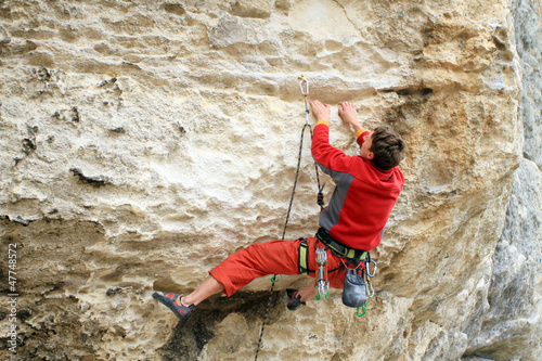 Photo: Climber on the route. Climber on the route.