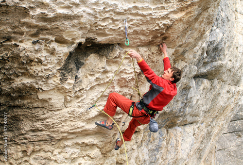 Photo: Climber on the route. Climber on the route.