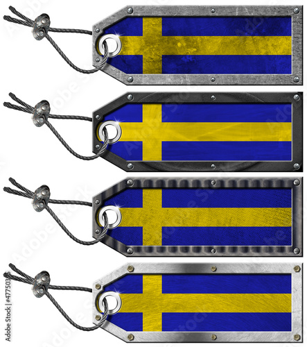 Illustration: Sweden Flags Set of Grunge Metal Tags Sweden Flags Set of Grunge Metal Tags
