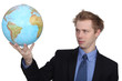 Man holding globe