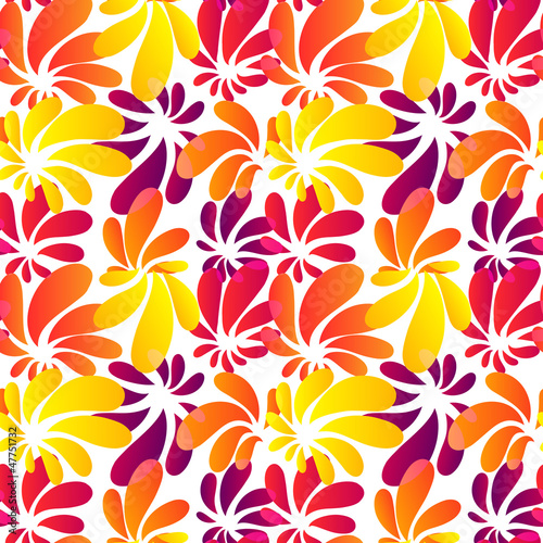 Vector: Hawaii style bright flowers seamless pattern Hawaii style bright flowers seamless pattern