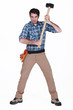 furious craftsman holding a hammer