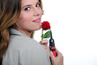 Women cut flower