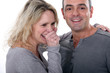 Loving couple in grey