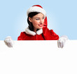 santa girl with a blank banner