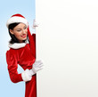 santa girl with a blank banner