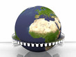Earth and roll on a white background