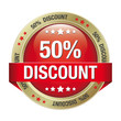 50 discount red gold button