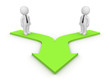 3d people standing on merging arrows