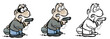 Cartoon gunman in different variants.