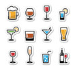 Drink alcohol beverage icons set as labels