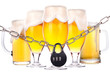 alcoholism concept - beer locked on a chain
