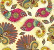 Vector: Floral bright seamless pattern with doodle flowers and paisley Floral bright seamless pattern with doodle flowers and paisley