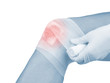 Cotton bandage over a wound on knee.