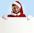 santa girl with a blank banner