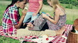 Video: Group of happy friends using technology on a picnic Group of happy friends using technology on a picnic