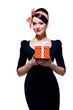 Photo: gorgeous brunette with gift box gorgeous brunette with gift box