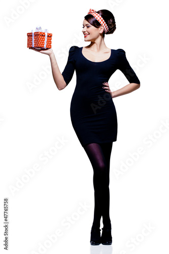 Photo: gorgeous brunette with gift box gorgeous brunette with gift box