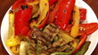 Food, roasted peppers, zucchini, eggplant