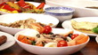 Festive foods, low angle, pan right