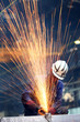 chopping metal worker in the factory