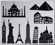 world wonders vector collection - nine piece