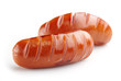 grilled sausages on white background