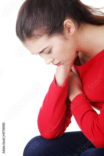 Photo: Thoughtful woman with problem or depression Thoughtful woman with problem or depression