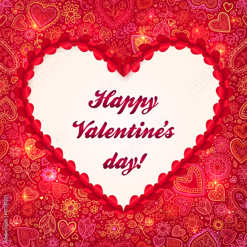 Vector: Red valentines day greeting card with ornate hearts bacground Red valentines day greeting card with ornate hearts bacground