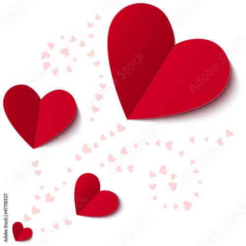 Vector: Red heart from paper Valentines day card on white Red heart from paper Valentines day card on white