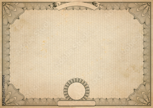 Illustration: blank vintage certificate with guilloche border blank vintage certificate with guilloche border