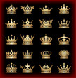 Crown. Gold set. Collection icons. Vector. Vintage.