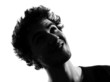 Photo: young man silhouette smiling happy young man silhouette smiling happy