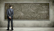 Business person against the blackboard