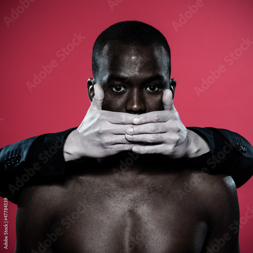 Photo: african man Freedom of speech concept african man Freedom of speech concept