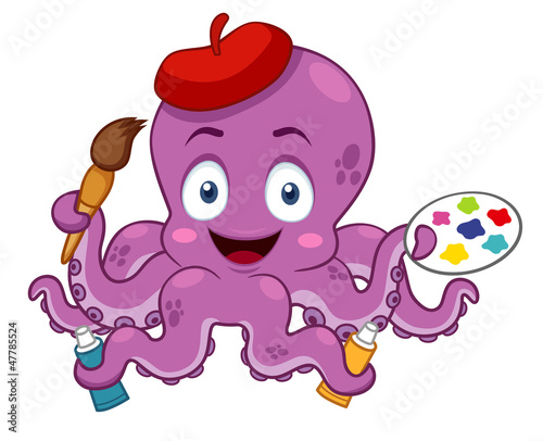 Vector: illustration of Cartoon Artist octopus illustration of Cartoon Artist octopus