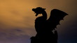 Slovenia Dragon bridge and monument night clouds