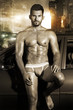 Sexy portrait of a very muscular male model in underwear