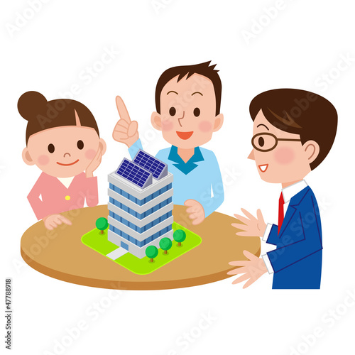 Illustration: マンションの購入を検討する夫婦 マンションの購入を検討する夫婦