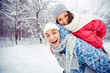 Couple in winter park