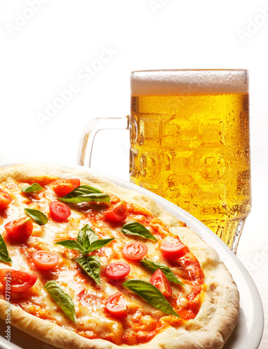 Photo: pizza and beer pizza and beer