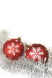 christmas balls with snowflakes on tinsel