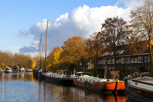 Photo: ships on the canal in Groningen ships on the canal in Groningen