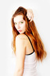 abstract scene portrait beautiful redheaded girl