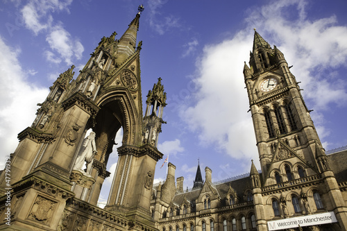 Photo: Manchester Town Hall, gothic style. England Manchester Town Hall, gothic style. England