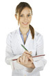 woman doctor writing a medical history