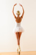 Ballerina pose from behind dancing in studio