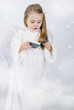 A beautiful little girl angel with a book